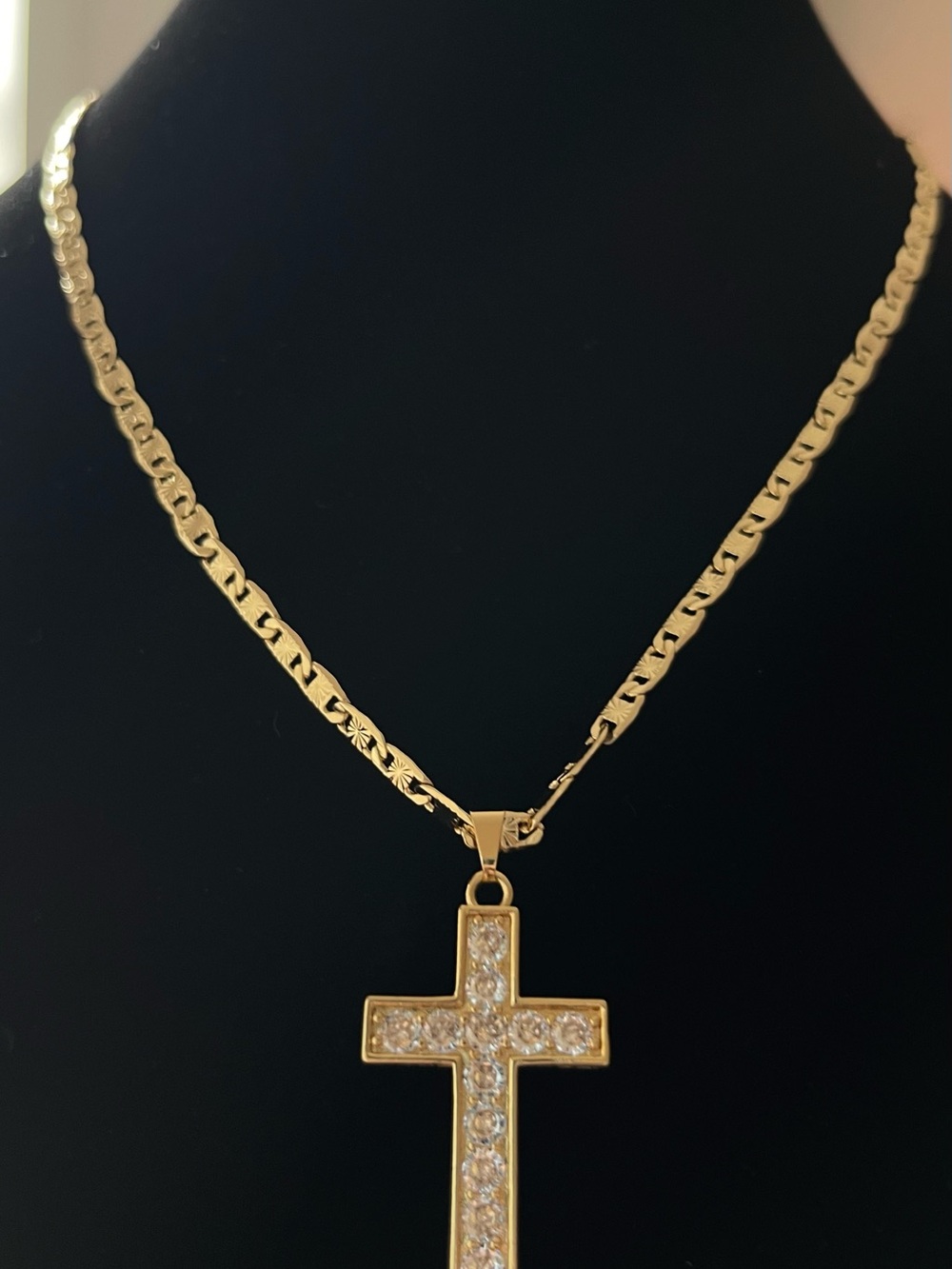 Gold Plated Cross Necklace for Women - Elegant Pavé Pendant